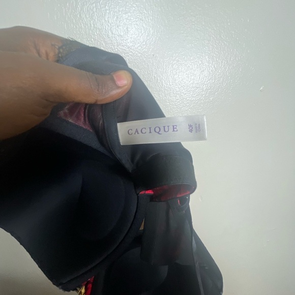 Cacique Red Plaid Bralette with Black Lace - Picture 3 of 3